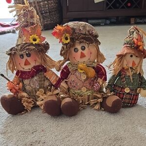 Set of Three Autumn Scarecrow Decorations
